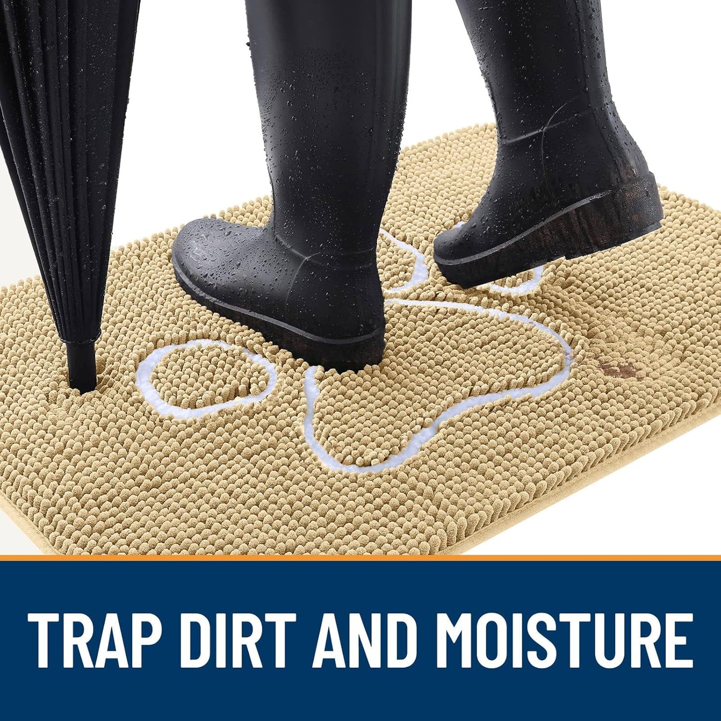 OLANLY Dog Door Mat - Absorbent Non-Slip Mud Mat for Muddy Paws | 47x24 Paw Print Design, Quick Dry Beige