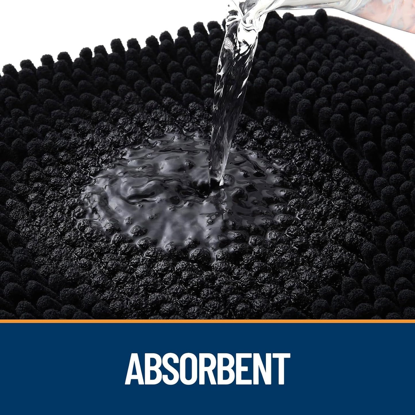 OLANLY Dog Door Mat - Absorbent Non-Slip Chenille Mat for Muddy Paws | 70x32 Inches, Quick Dry, Black