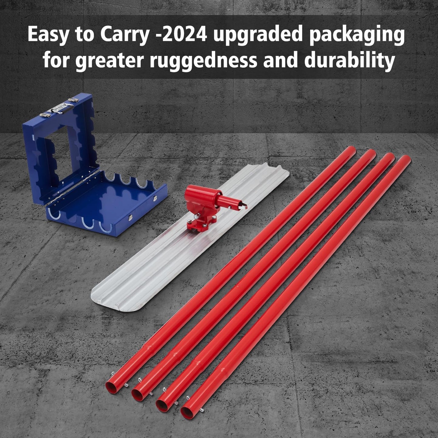 Aluminum Magnesium Alloy Concrete Float 36 x 8 inch, Round End,with 4 Floats Handle Bracket, Screeding and Finishing Tools Kit for Professional Concrete Work