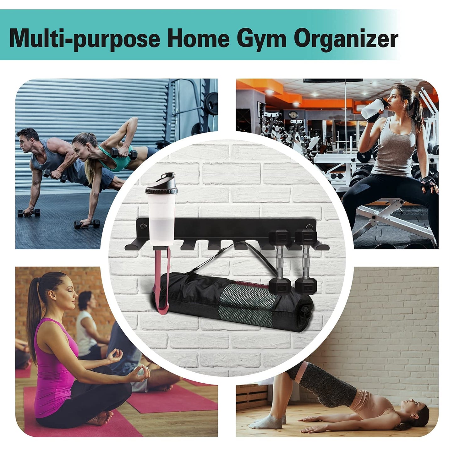Alvade Home Gym Storage Rack, Extra Long 23‘Barbell Rack Weight Room Organizer 11 Prong Gym Equipment Storage Rack for Gym Accessories Like Fitness Bands,Resistance Bands,Straps,Foam Rollers,Barbell