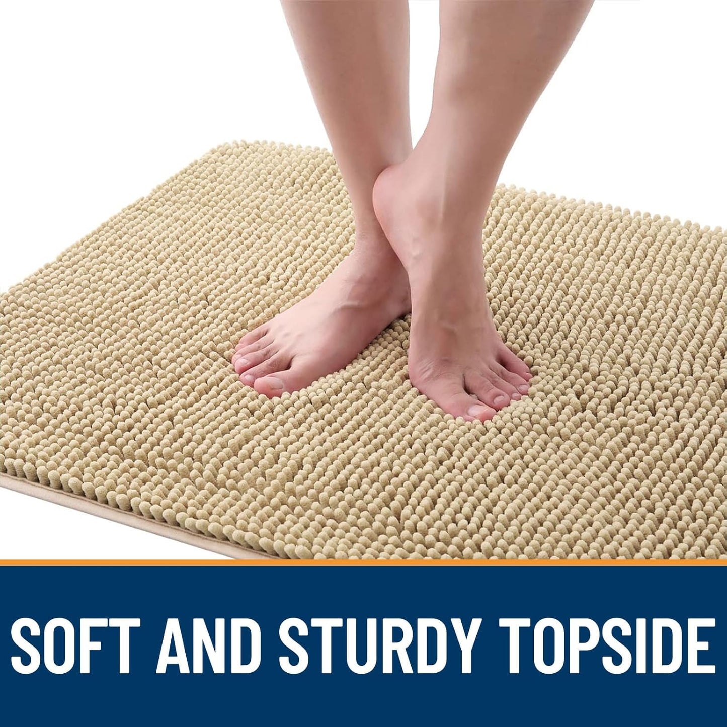 OLANLY Dog Door Mat - Absorbent Non-Slip Chenille Mat for Muddy Paws | 59x32 Inches, Beige