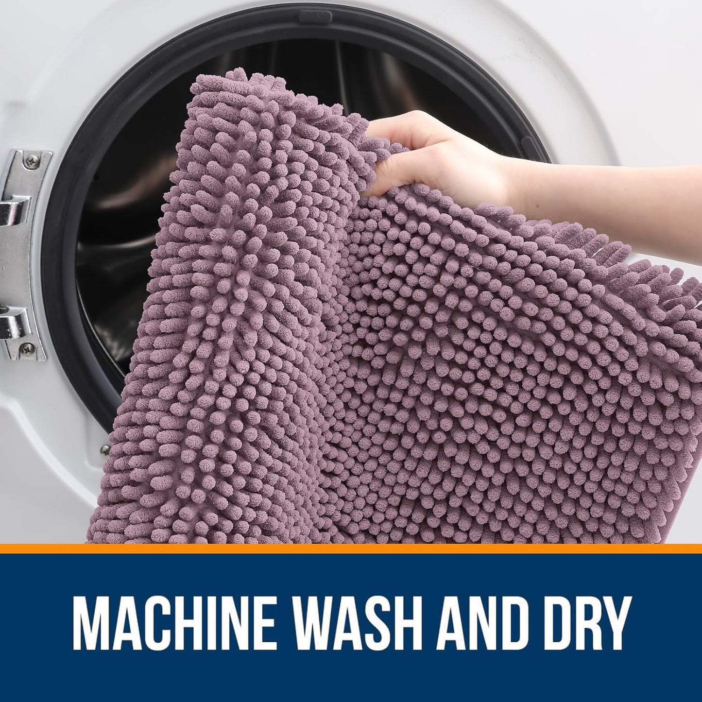 OLANLY Large Bathroom Rugs - Extra Soft Chenille Bath Mats | Quick Dry, Machine Washable, Deep Plum 50x30