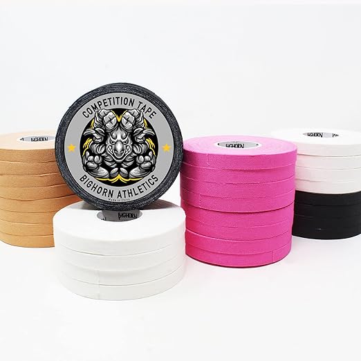 Bighorn Athletics Pro Series Jiu-Jitsu Finger Tape, 8-Rolls with Tin Holder, Enhanced Strength, Residue-Free (0.5-Inch, Pink)