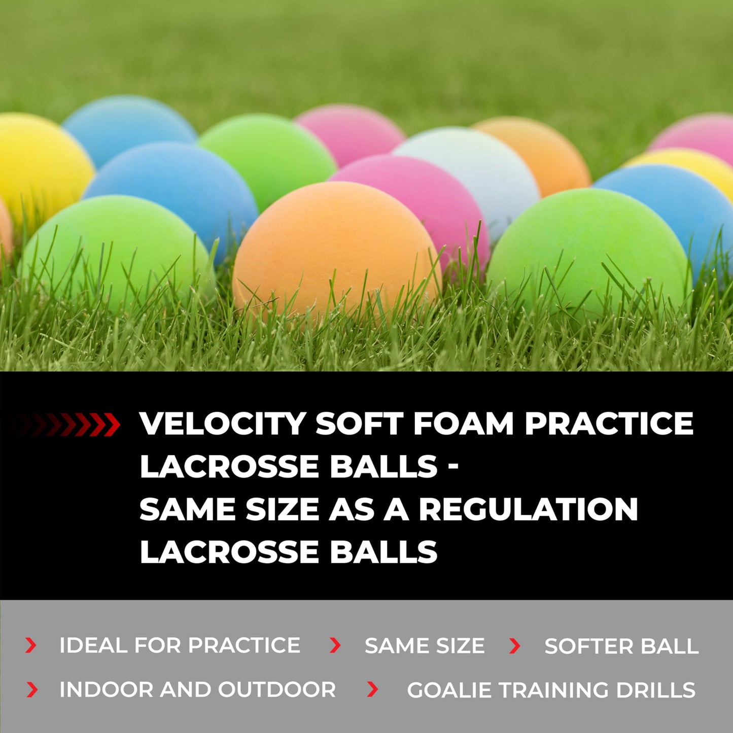 Velocity Soft Foam Practice Lacrosse Balls for Youth, Lacrosse Soft Training Balls for College and High School Beginners, Indoor Soft Lacrosse Balls Official Size - Carolina Blue, 6
