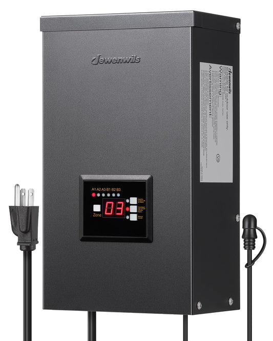 DEWENWILS 600W Low Voltage Landscape Transformer, 6 Independent Outputs, Outdoor Waterproof 12 Volt Transformer with Photocell & Timer, 120V to 12V/14V AC, Multi Zone Landscape Lighting Transformer…