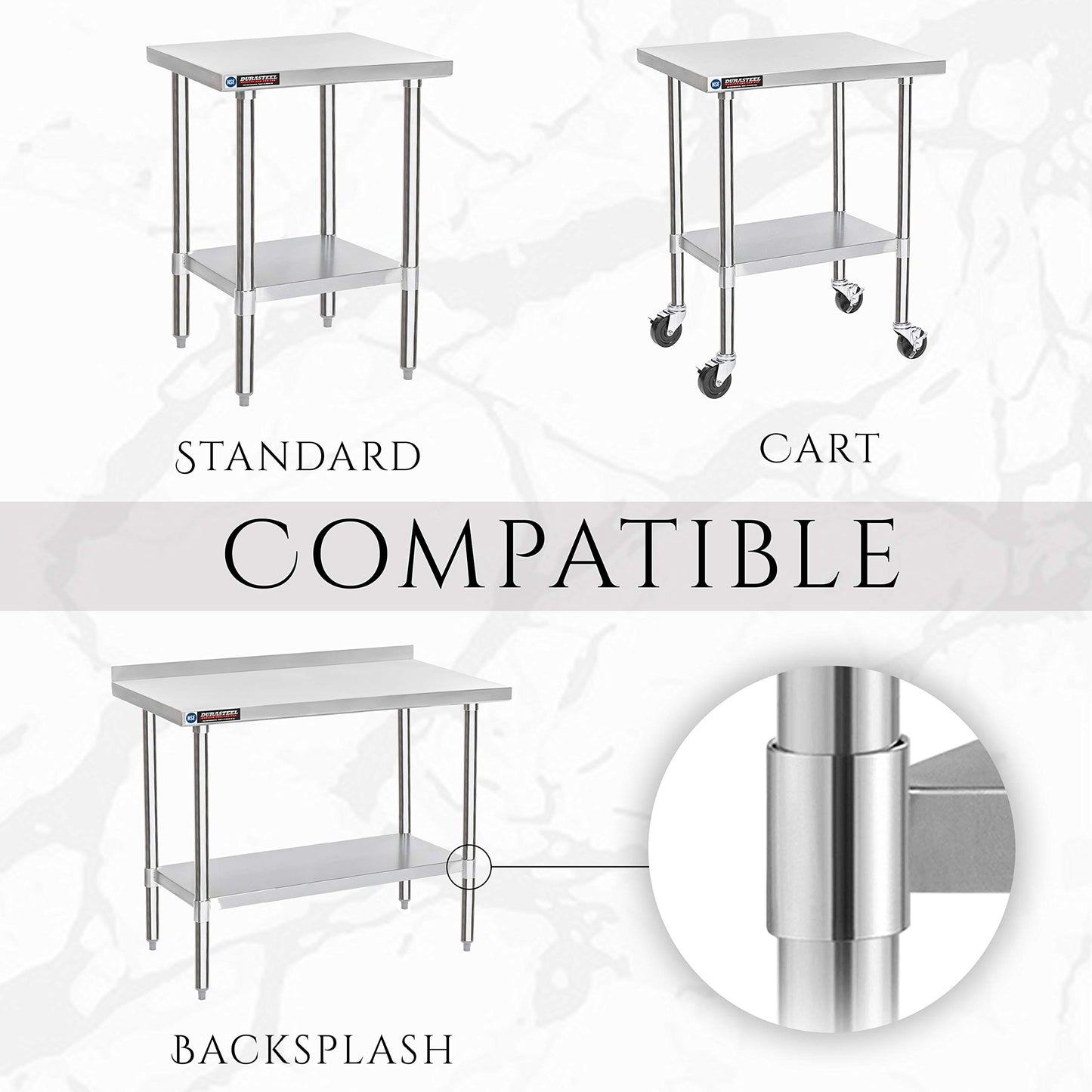 DuraSteel Galvanized Under Shelf for Work Tables - Extra Adjustable Lower Shelf for 24" x 60" Stainless Steel and Wooden Worktables - Fits for use in Restaurant, Warehouse, Home, Kitchen, Garage