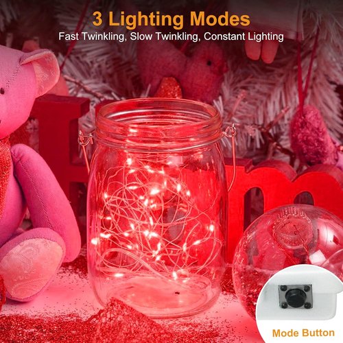 Btfarm Fairy Lights - 6 Pack Battery Operated Twinkle Lights | 7ft Waterproof Silver Wire for Christmas & Weddings