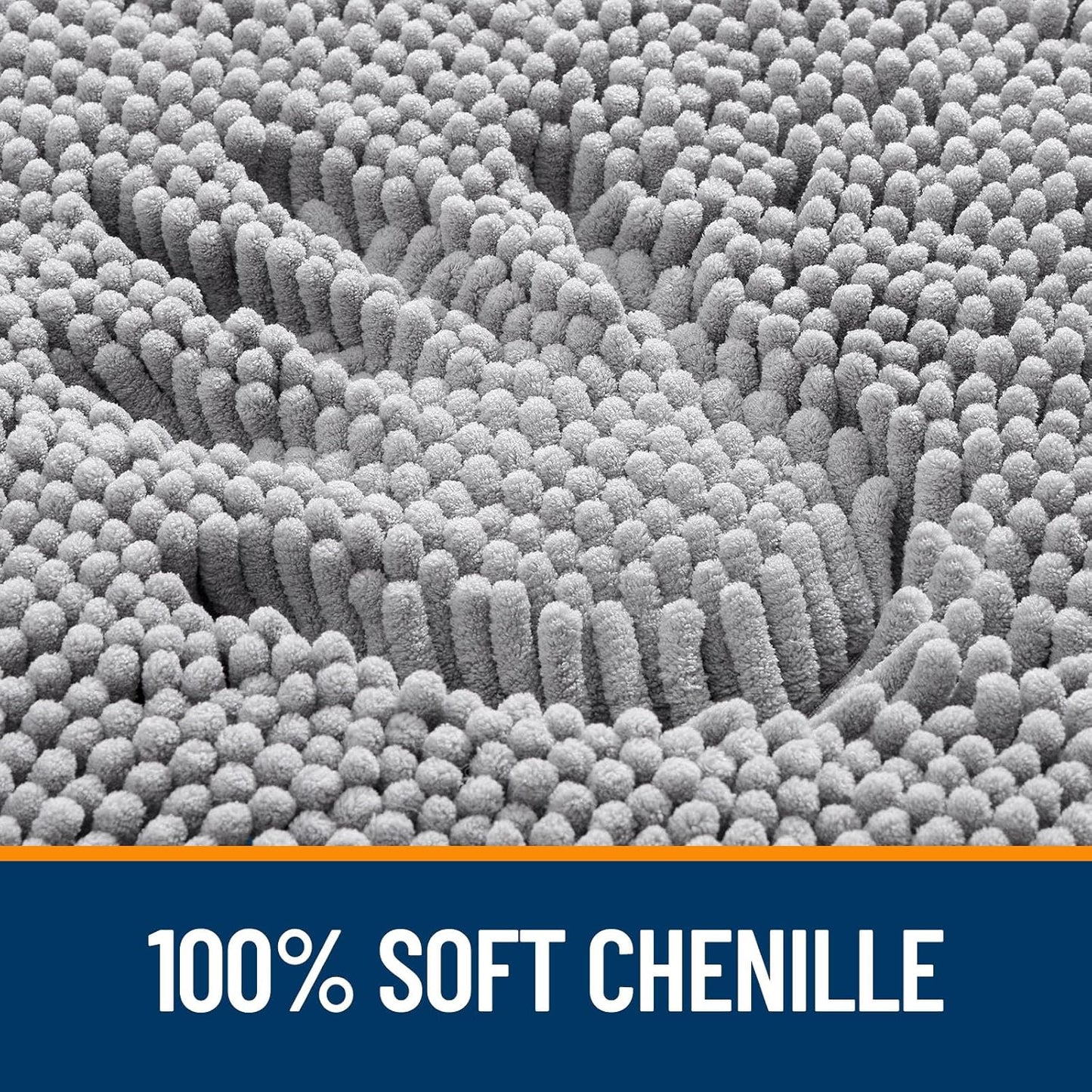 OLANLY Bathroom Rugs - Extra Soft Chenille Bath Mats with Rubber Backing | Quick Dry, Machine Washable, 35x24, Grey