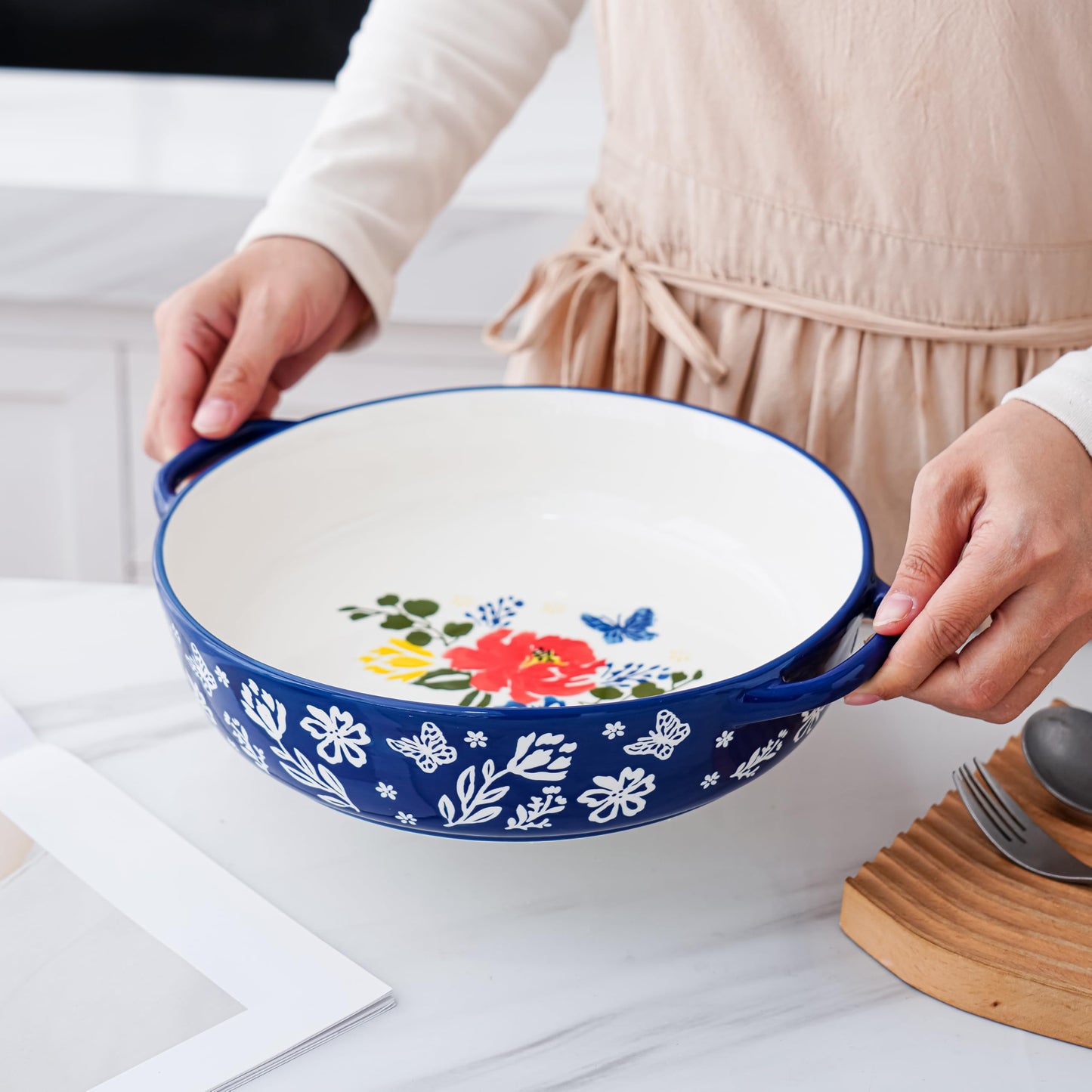 Wisenvoy Pie Pan Ceramic Pie Dish 9.8 Inches Pie Plate Porcelain Deep Dish Pie Pan Non-Stick Pie Pans