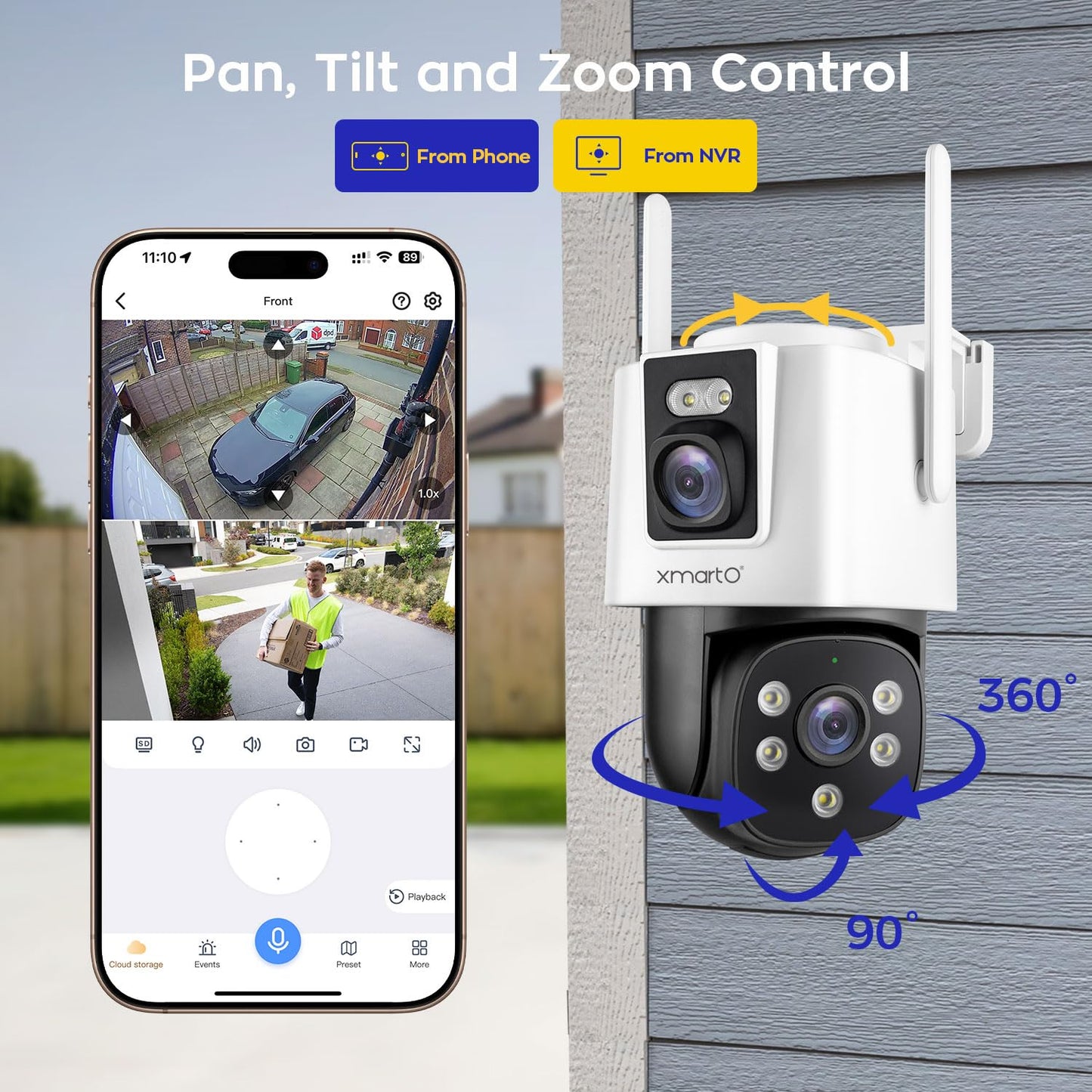 xmartO [6 Dual-Lens Camera Bundle 12-View Long Range WiFi6 Mesh Security System, 16CH 4K Dual Band NVR, 4MP 180°+Static FOV & 360°PTZ AI Tracking, 24/7 Plug-in Surveillance, 500GB HDD, No Monthly Fee