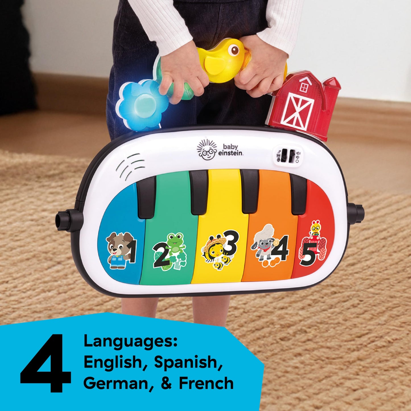 Baby Einstein Farm Explorers 4-in-1 Kickin’ Tunes Musical Meadow Music & Language Discovery Gym, Ages 0 Months and Up