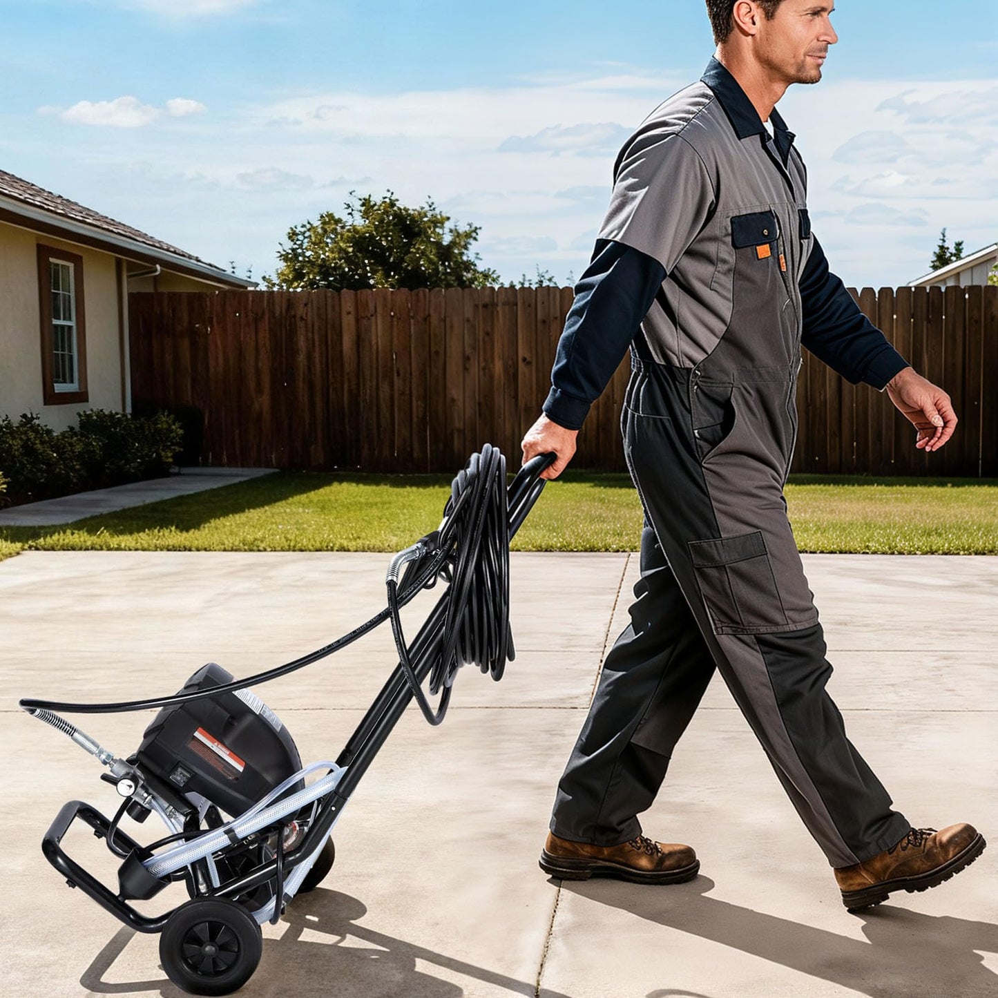 VEVOR Stand Airless Paint Sprayer, 650W, 3000PSI High Pressure Airless Sprayer with Cart, Cleaning Brush, Hose, Extension Rod, Nozzles, Electric Spray Paint Machine for House Exterior and Interior