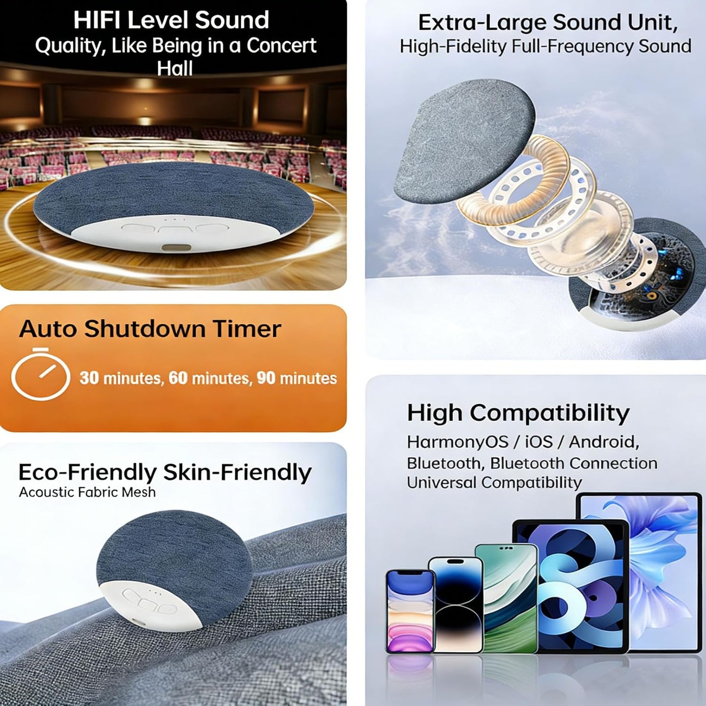 2026 2Pcs) Upgrade Pillow Speaker for Sleeping, Sleep Speaker Under Pillow Bluetooth with White Noise, Dual-Mode
