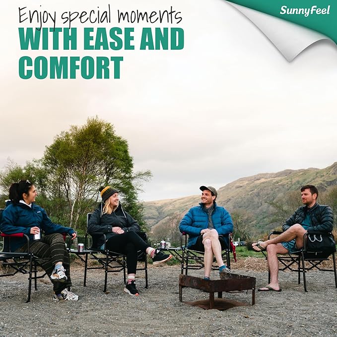 SUNNYFEEL Oversized Camping Directors Chair 2 Pack, Portable Folding Lawn Chairs for Adults Heavy Duty with Side Table,Pocket for Beach, Fishing,Picnic,Concert Outdoor, Foldable Camp Chairs