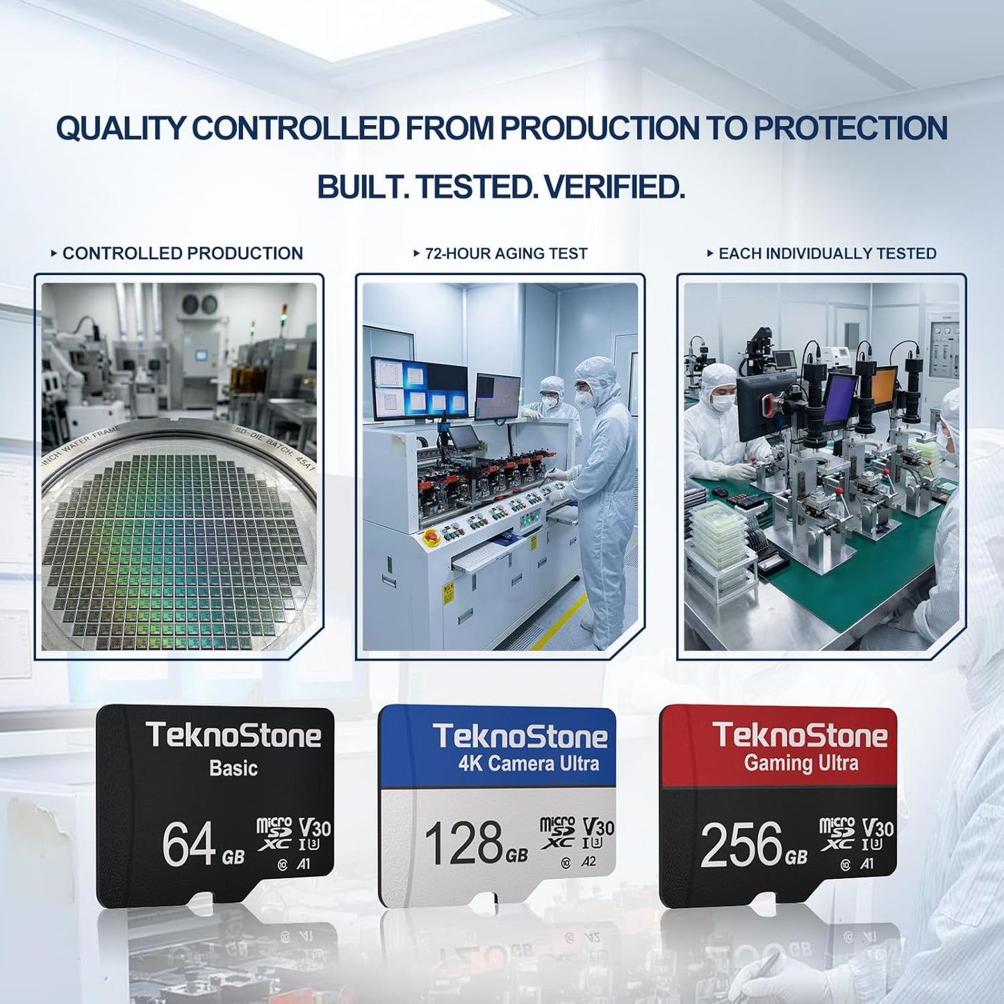Teknostone 128GB 90MB/s 50MB/s C10 U3 V30 A1 (2 Packs) Basic MicroSDXC Flash Memory with Adapter Read Write UHS-I Rated