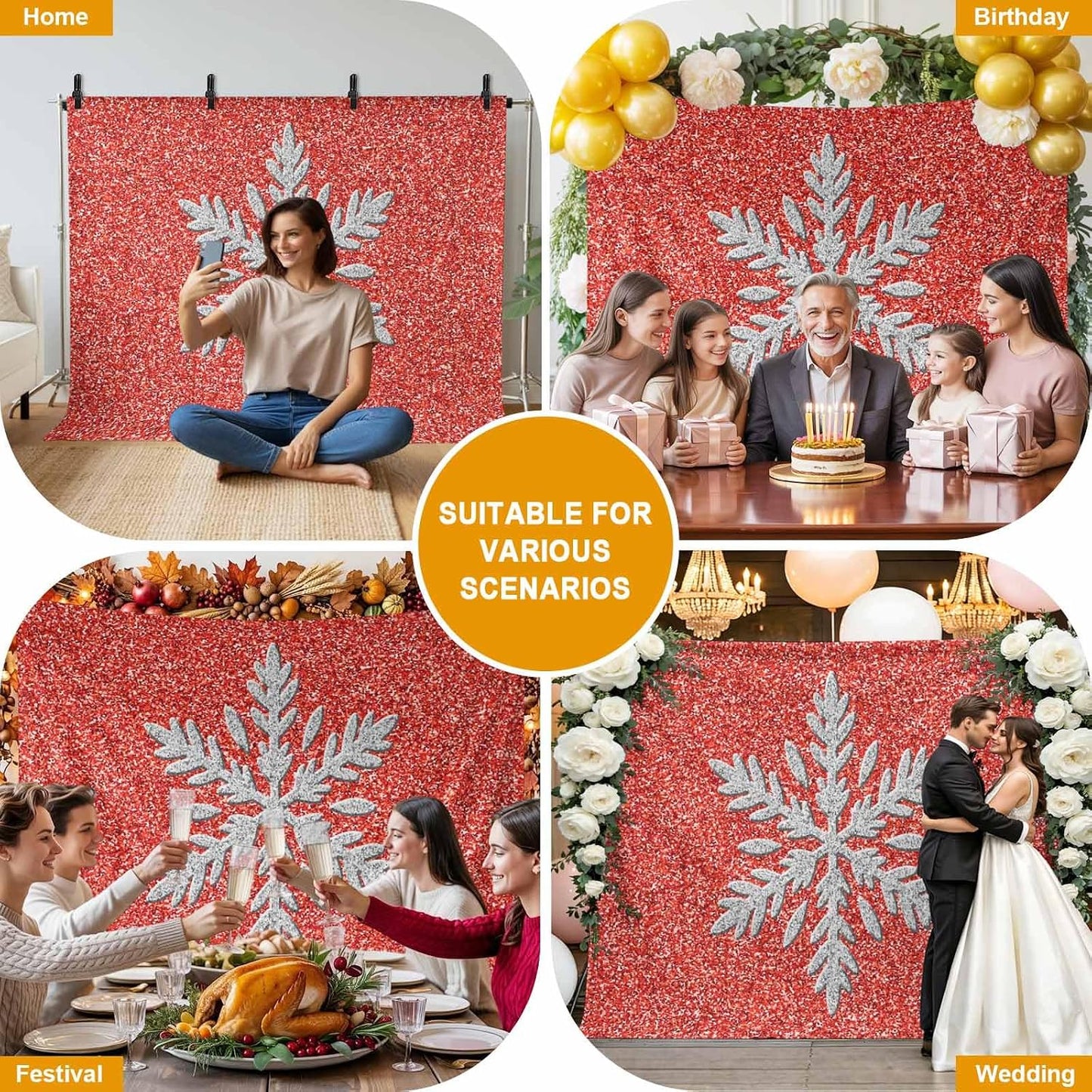 Generic 7 5 Modern Themed Photo Backdrop for Photoshoot, x FT Winter Watercolor Sparkling Snowflake Pattern Photo Props