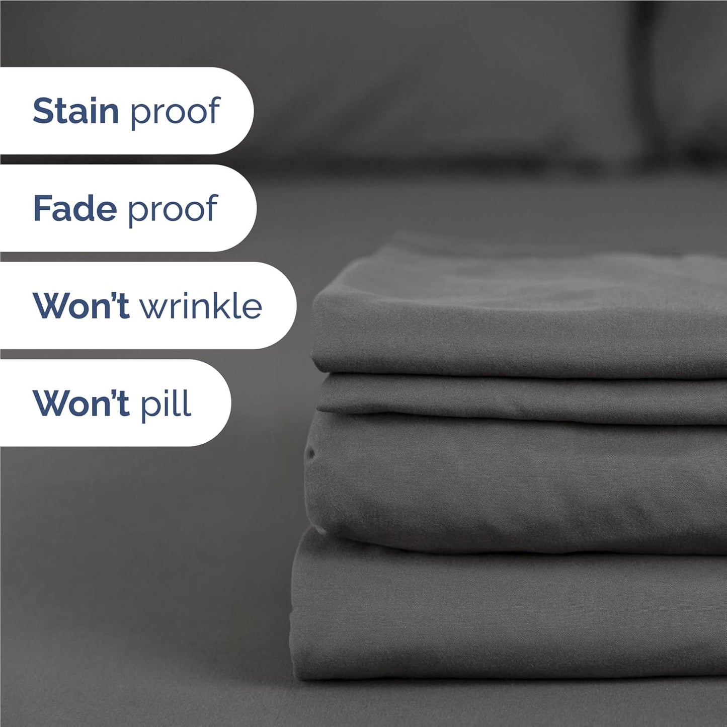 Regine Switzerland Twin XL Sheet Set - Comfy Cooling Bedding for All - Deep Pockets, Soft & Wrinkle-Free - Charcoal