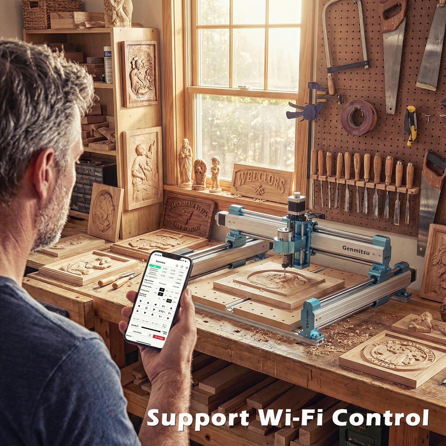 Genmitsu CNC Router Machine 4040-PRO + X-axis Extension to 6040 Kit + Threaded Inserts 2040 MDF Spoilboard
