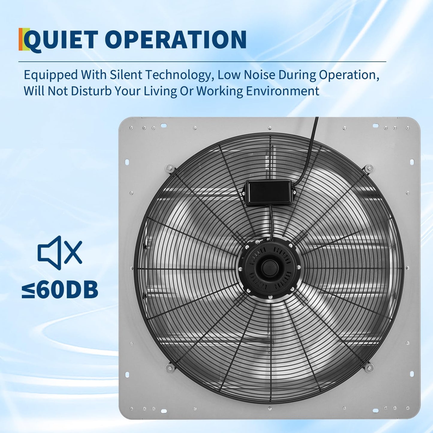 SierraSquad 24" Shutter Exhaust Fan with 5 ft Power Cord, 3500 CFM 1500 RPM Quiet High-Speed Airflow with Automatic Shutter Wall Mount fan for Garage, Attic, Greenhouse, Shed Ventilation