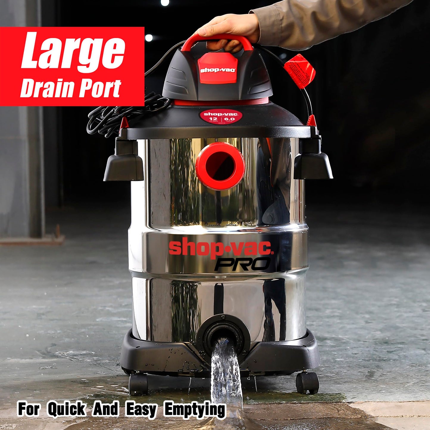 Shop-Vac 12 Gallon 6.0 Peak HP Wet/Dry Vacuum and Dust Collector with 5 Gallon Stainless Steel Tank