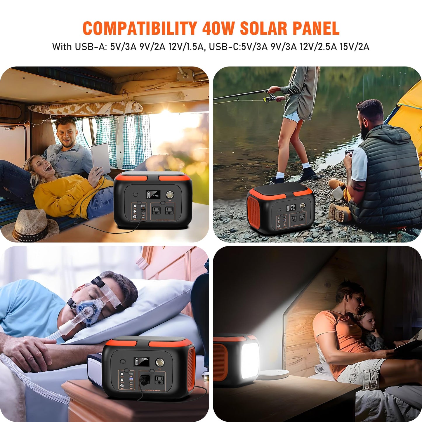 SinKeu Portable Power Station 600W, 296Wh/80000mAh Backup Lithium Battery Pack Bank, 110V Pure Sine Wave AC Outlet Solar Generator for Camping Emergency RV Outdoor Hurricane Supplies
