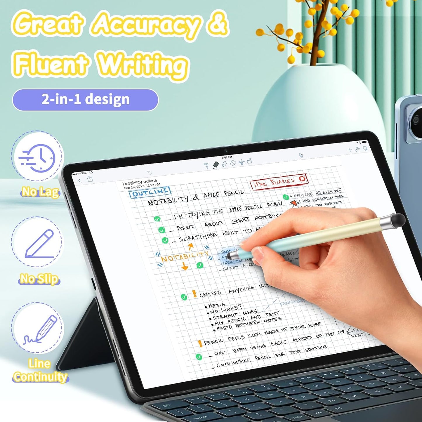 maylofi 3pcs, 2 1 Blue-3pcs) Stylus Pens for Touch Screens in Stylus Pen Compatible with All Touch Screens (Light Green