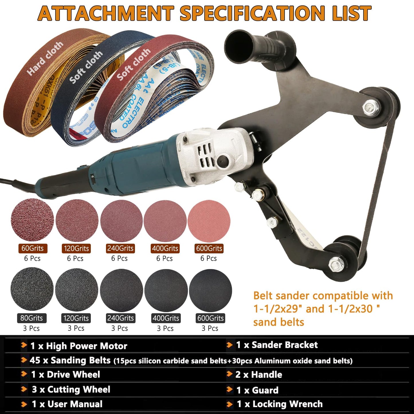 Pipe Belt Sander - 1280W Industrial Grade Pipe Tube Polishing Sandingwith 6 Variable Speeds,Suitable for Polishing Various Circular Pipe Materials,Woodworking and Metal Rust Removal(45Pcs Belts).