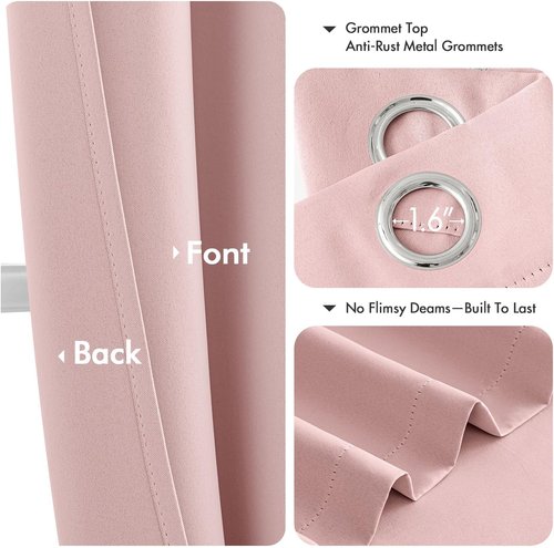 MIULEE Baby Pink Blackout Curtains - Thermal Insulated Room Darkening Drapes | 84 Inch Long, 2 Panels