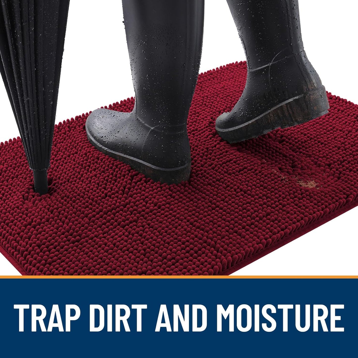 OLANLY Dog Door Mat - Absorbent Non-Slip Mud Mat for Dogs | Quick Dry Chenille, 36x24, Burgundy