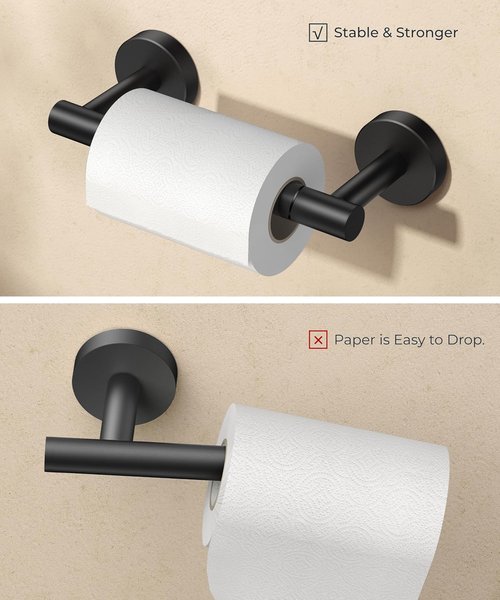 FORIOUS Toilet Paper Holder & Hand Towel Holder Set - Durable SUS304 Stainless Steel | Black Finish