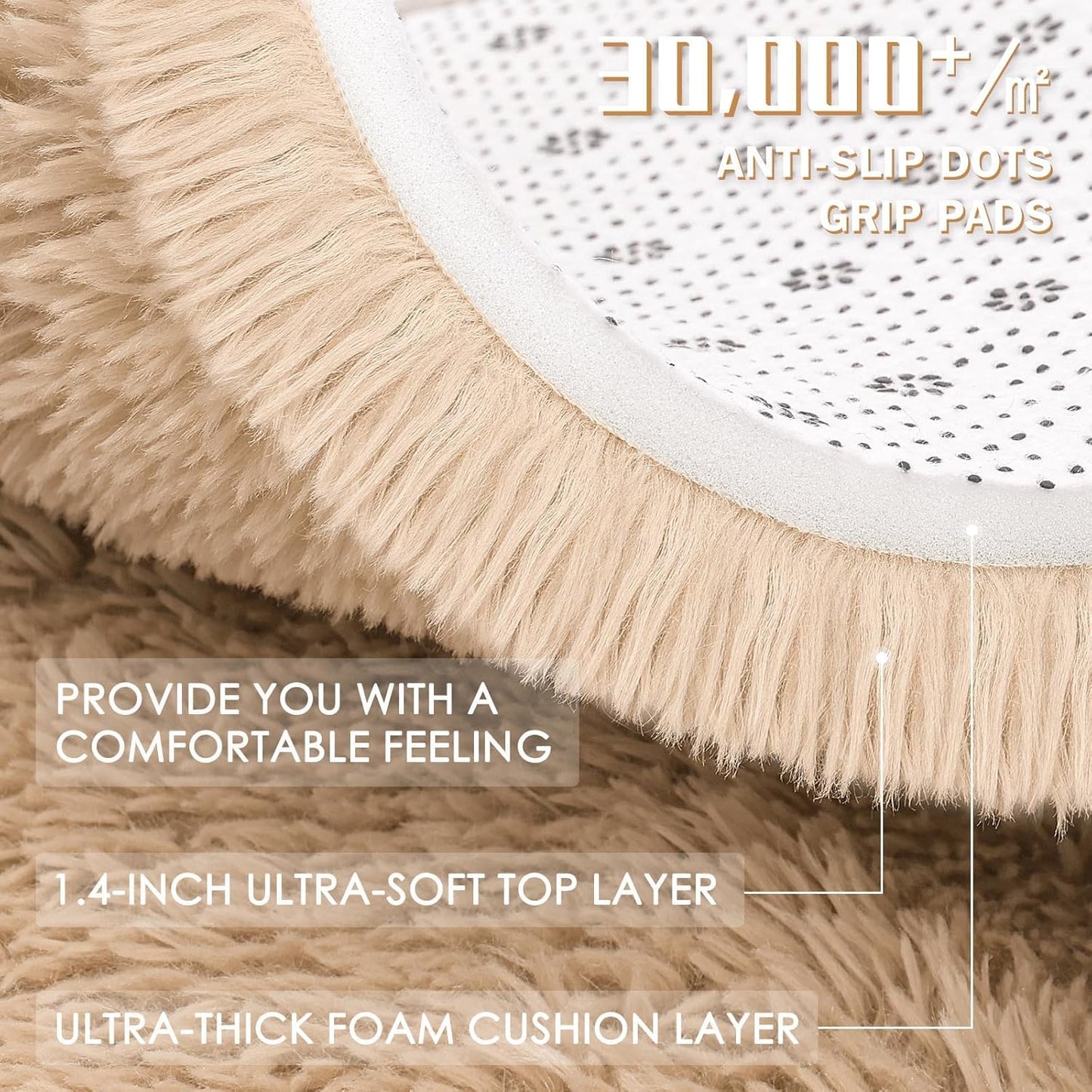 OLANLY Large Area Rugs - Soft Fluffy Shaggy Indoor Carpet for Living Room & Bedroom | Beige 8x9 ft