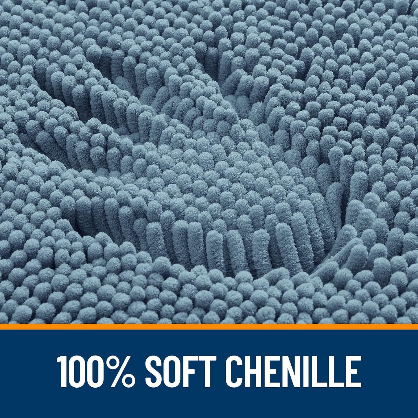 OLANLY Bathroom Runner Rugs - Soft Absorbent Chenille Bath Mats | Quick-Dry, Machine Washable, 70x24, Airy Blue