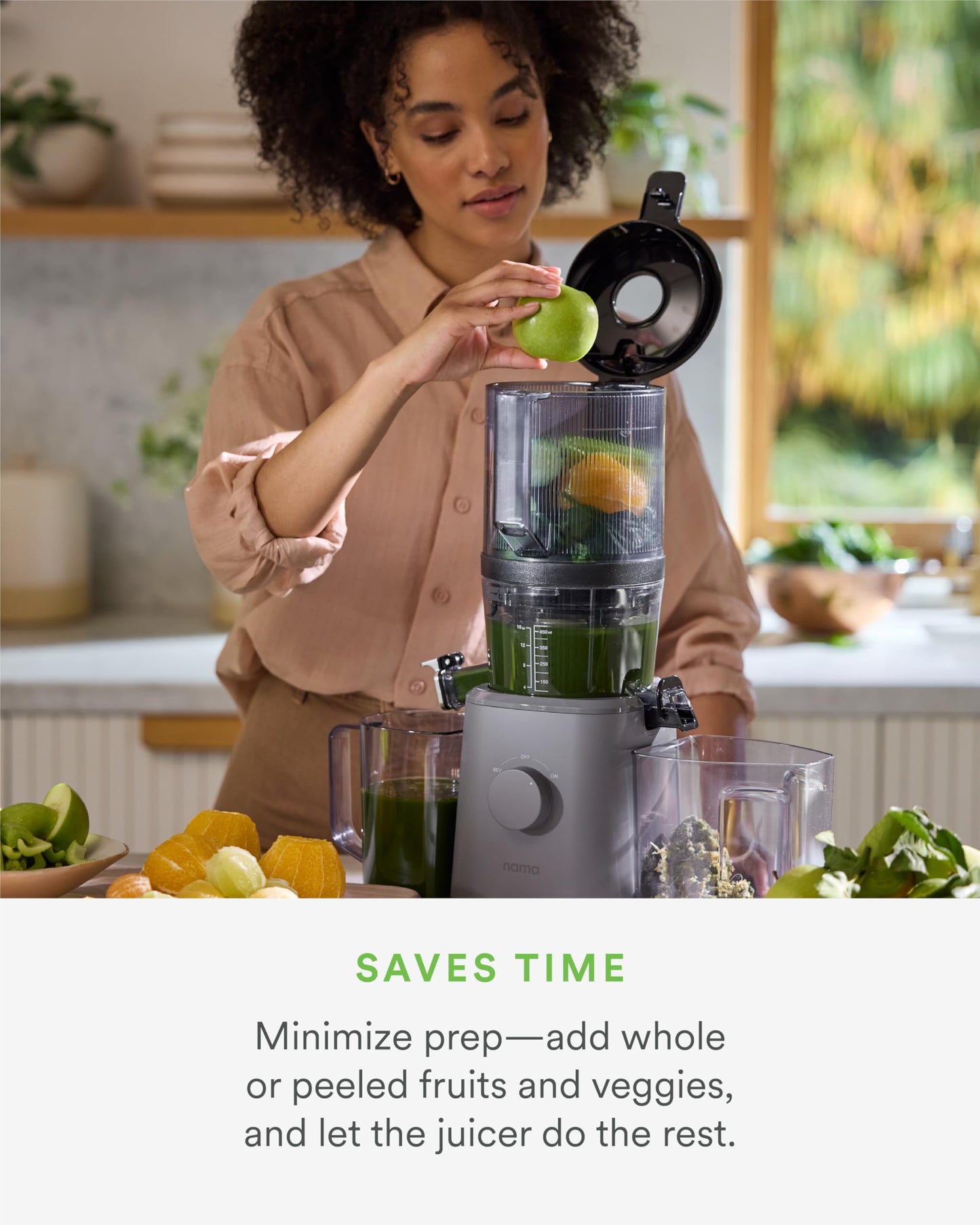 Nama J2 Cold Press Juicer – Self Feeding for Hands-Free Operation with Wide Mouth Hopper for Whole Recipe Loading, Zero Waste Masticating Juicer For More Juice, Less Pulp – Easy Cleanup & Assembly