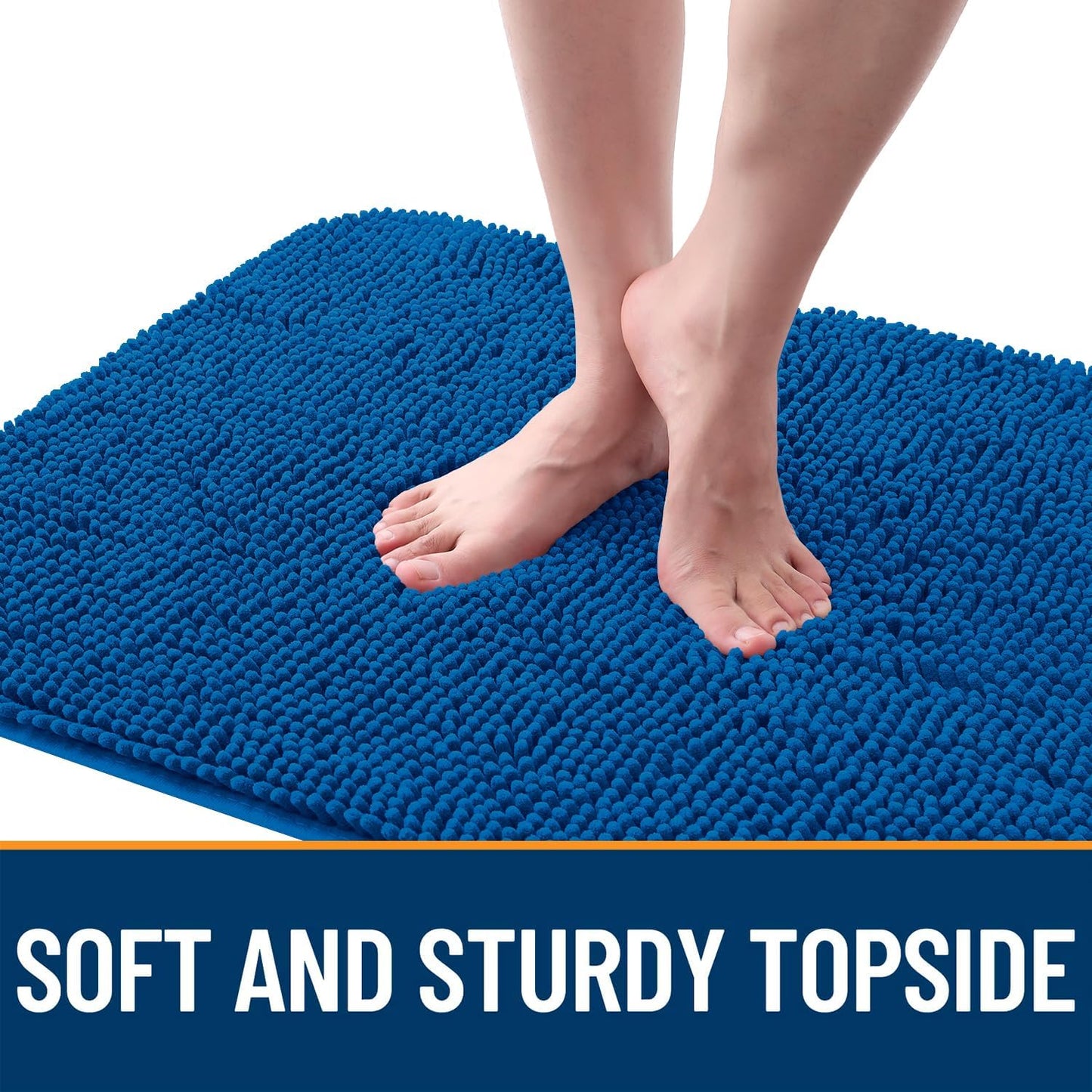 OLANLY Dog Door Mat - Absorbent Non-Slip Mud Mat for Muddy Paws | 70x35, Quick Dry Chenille, Deep Navy Blue