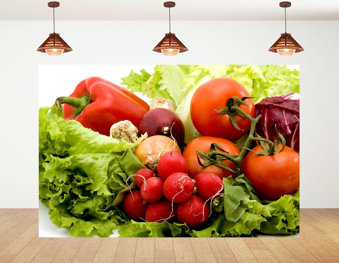 KeyWork 10x7ft Fresh Vegetable Backdrop Farm Produce Photography Background for Party Food Themed Cooking Events