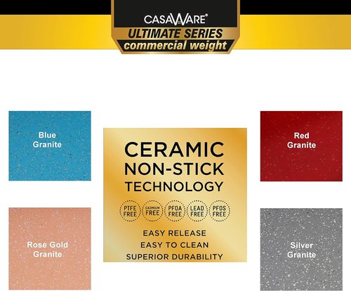 CasaWare 15" x 10" x 3" Ceramic Coated Non-Stick Lasagna & Roasting Pan - Blue Granite Finish