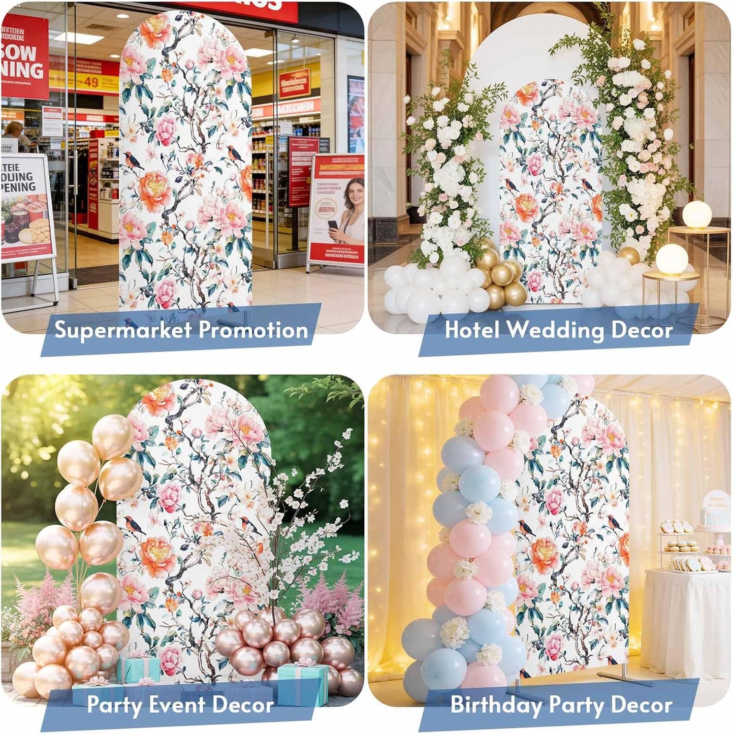 Jnbasdffb 6.6 Floral Blossom Wedding Arch Cover,Stretchy Spandex Arch Backdrop Stand Covers FT,Farmhouse Oil Painting