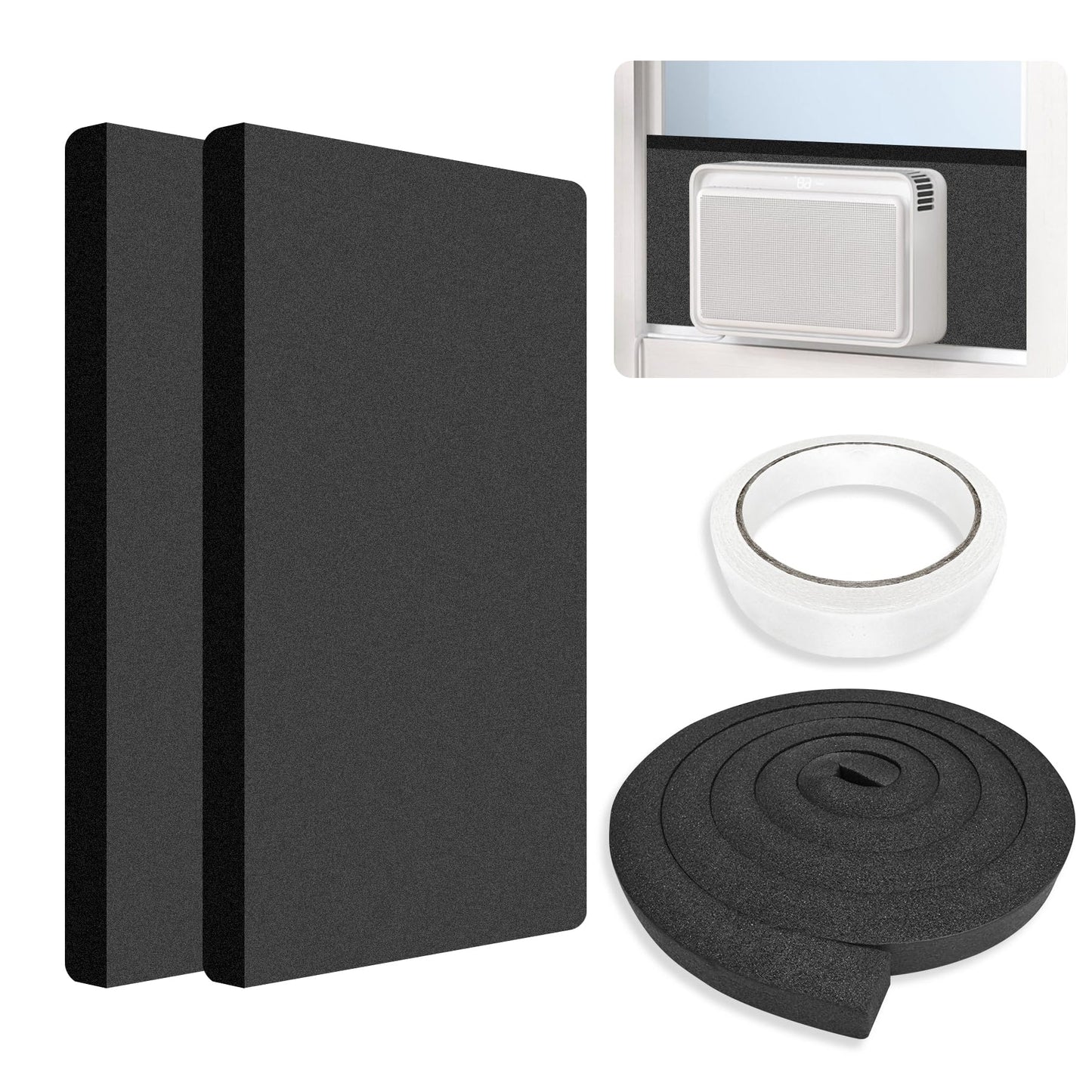 Window Air Conditioner Insulated Foam Side Panels,Weatherproof Window Ac Foam Insulation Kit Block Hot/Cold Air, Reduce Noise & Energy Costs, Universal Fit Most 5000-15000 BTU Air Conditioners Unit