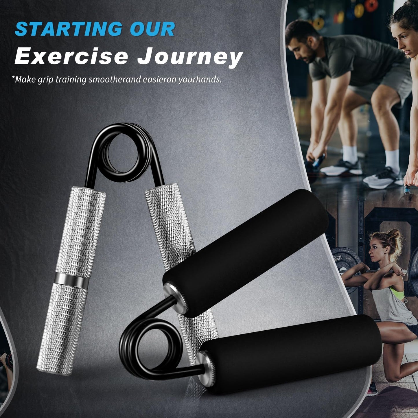 UUJOME Hand Gripper Strengthener Set 4pcs (50lb+100lb+150lb+200lb) - Metal Grip Strength Trainer Slip Resistant - Grip Trainer Forearm Strengthener for Muscle Building, Hand Sensitivity Training