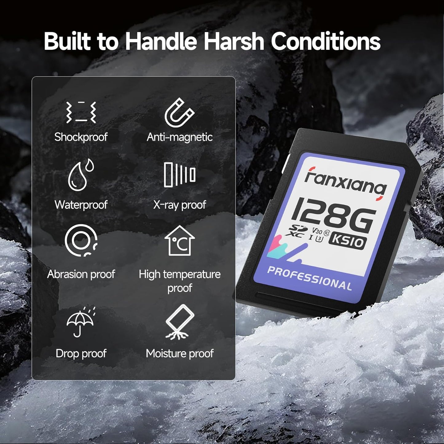 fanxiang 128GB C10, U3, V30, 4K 100/45 (2-Pack) SDXC Memory Card SD Card, UHS-I, Full-HD & Video, Up to MB/s