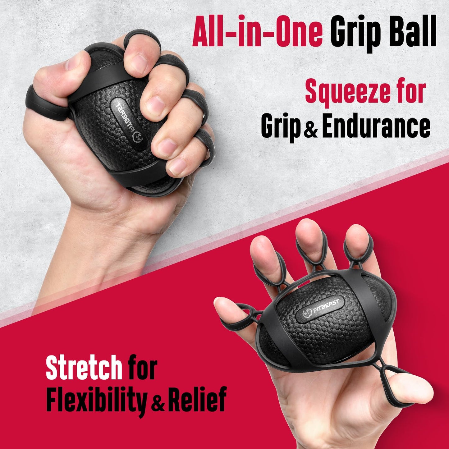 FitBeast Grip Strength Trainer, Hand Gripper Strengthener Kit - 6 Pack with Adjustable Resistance Forearm Strengthener, Forearm Exerciser and Massage Balls for Hand Therapy, Grip Training and Recovery