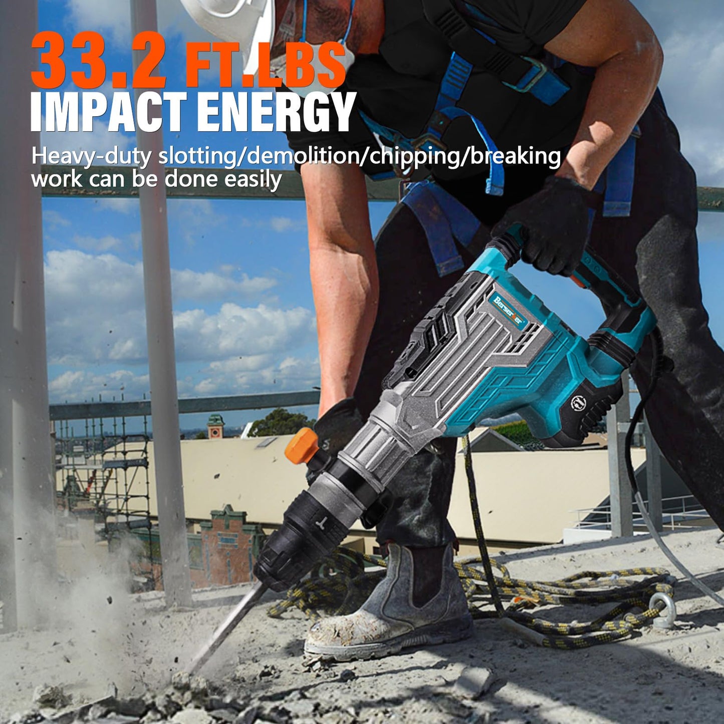 Berserker 25-Pound SDS-Max Demolition Jack Hammer with 6 x 15 In. SDS Max Wide Scaling Chisel