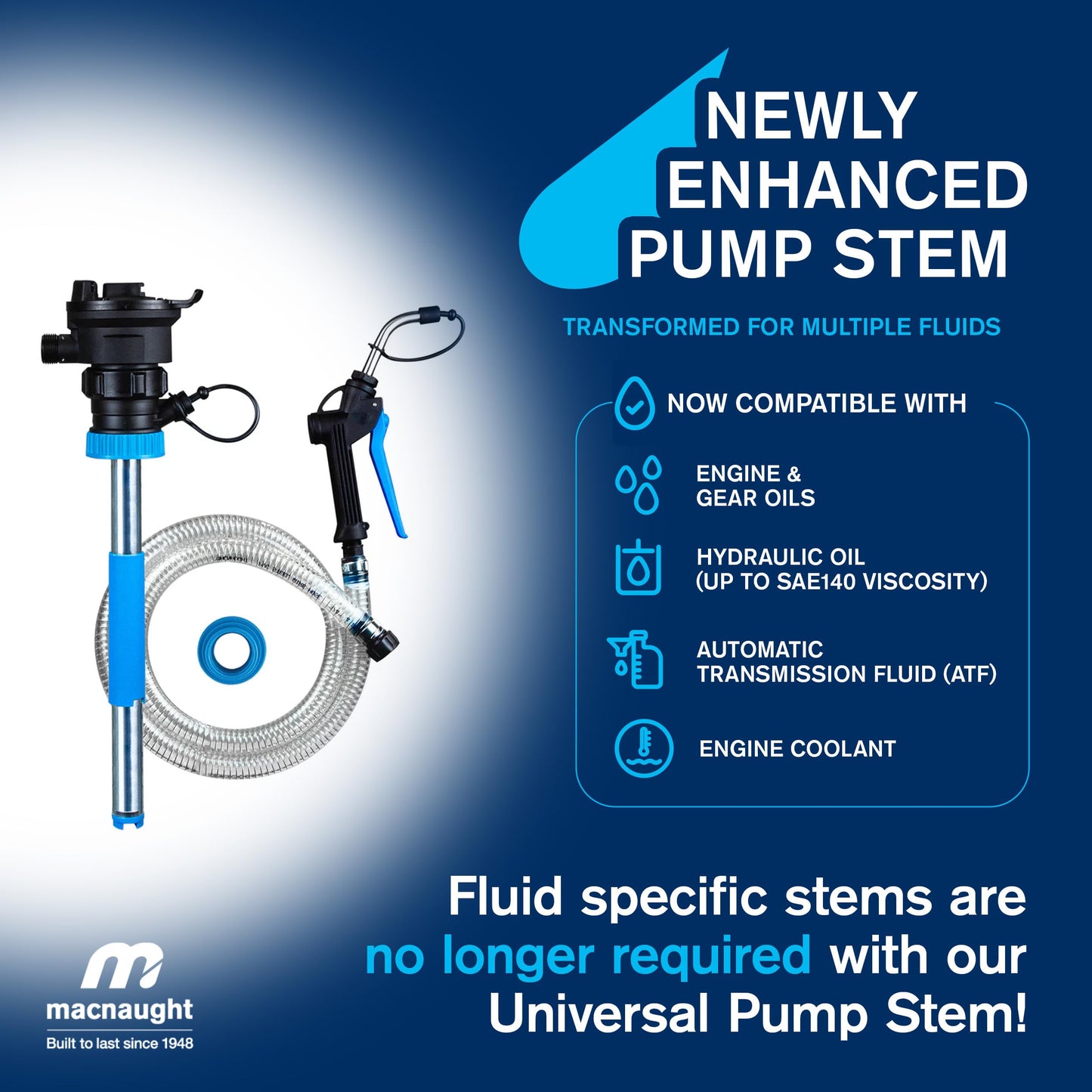 Macnaught BOP20 Battery Powered 5 Gallon Bucket Oil Transfer Pump Stem Kit. Everything Needed to Pump Oil, ATF or Coolants (5 Gallon Universal Stem Kit)