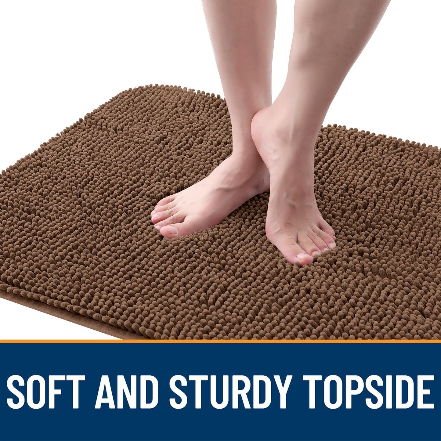 OLANLY Dog Door Mat - Absorbent Non-Slip Mud Mat for Indoor Use | 59x20 Mocha, Quick Dry Chenille