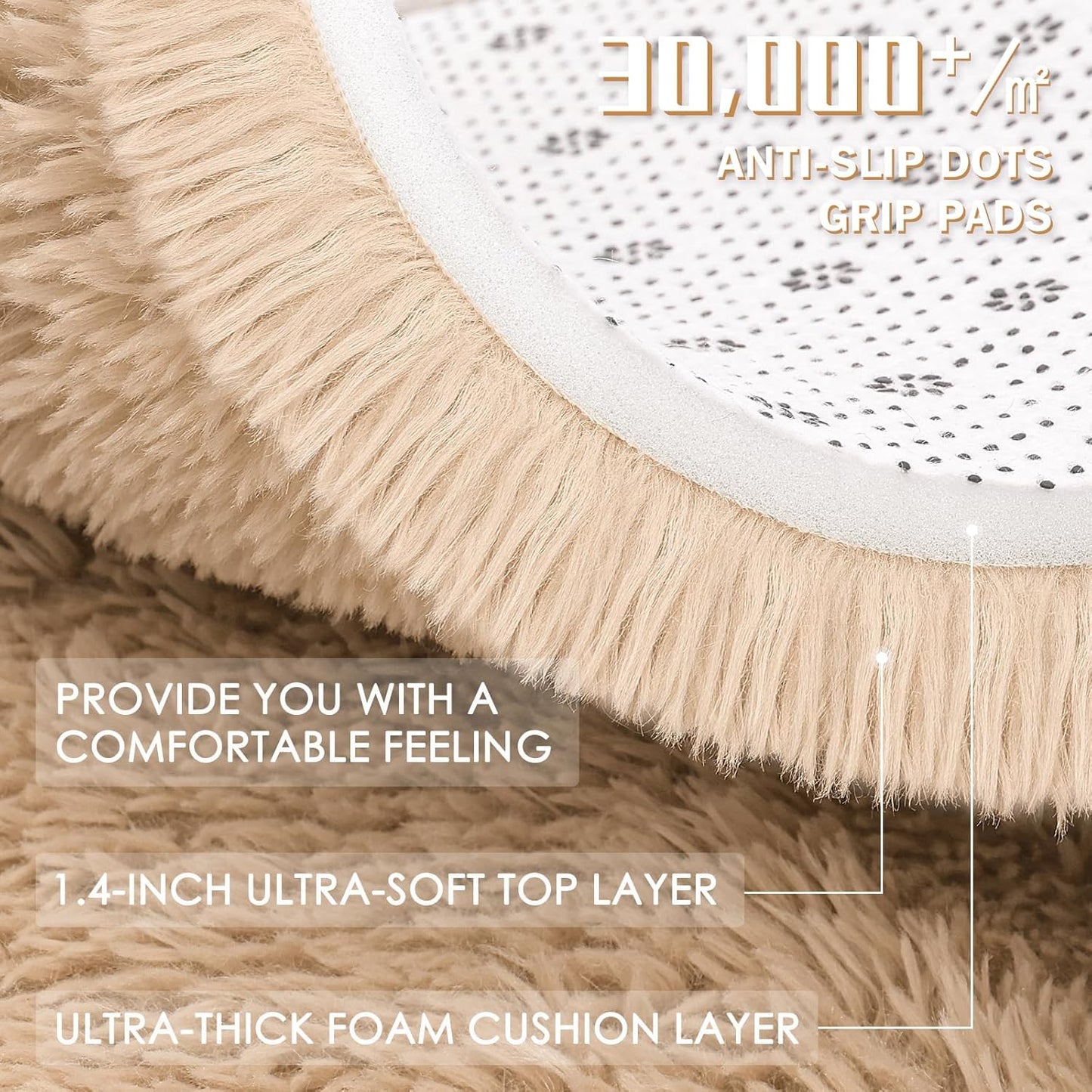 OLANLY Runner Rugs - Soft, Machine Washable Shaggy Carpet for Hallway & Bedroom | Beige, 2x8 ft
