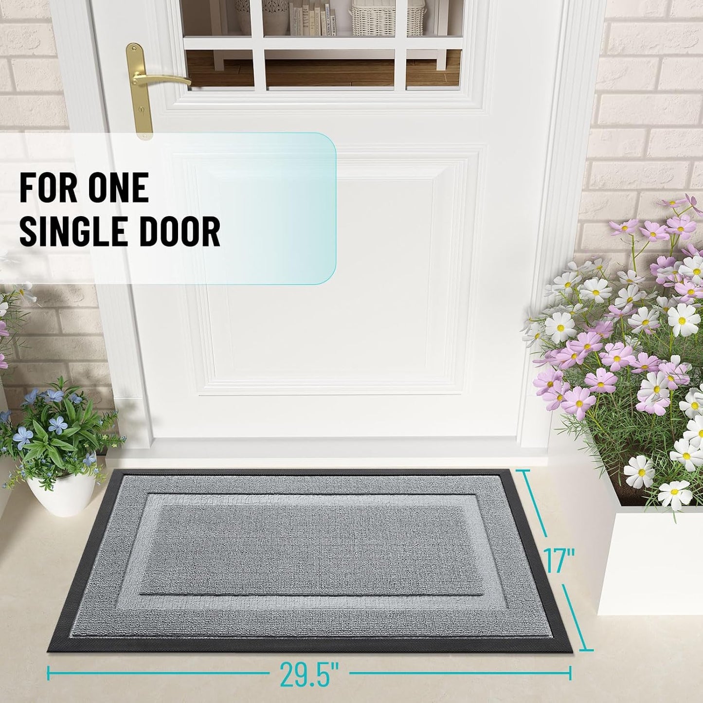 OLANLY Waterproof Front Door Mat - All-Season Indoor/Outdoor Doormat, Easy Clean, Low Profile, 29.5x17, Ash Gray