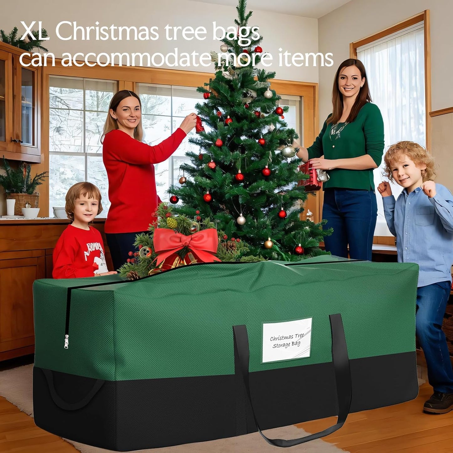 Skiennix Christmas Tree Storage Bag - Heavy Duty 600D Oxford Material for Up to 10 Ft Trees | Dampproof with Dual Zipper & Reinforced Handles