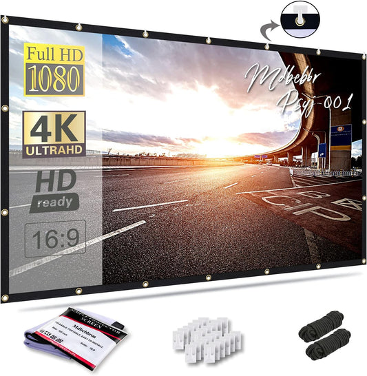 Mdbebbron 120 inch 16:9 Projector Screen Foldable Anti-Crease Portable Projector Movies Screens for Home Theater
