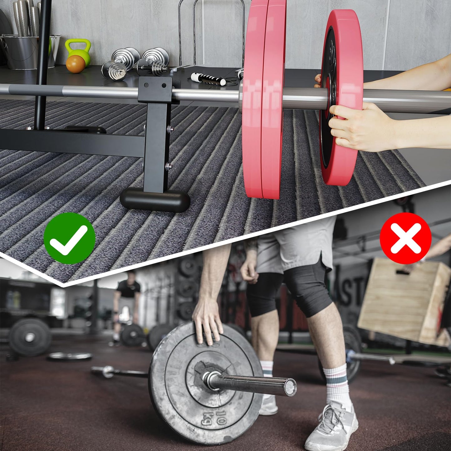 Heavy Duty Barbell Weight Changer – Iron Weight Lifting Stand, 1984 lbs Capacity, 42.5" x 10" x 18", Includes Soft Rubber Pads for Protection Barbell Jack
