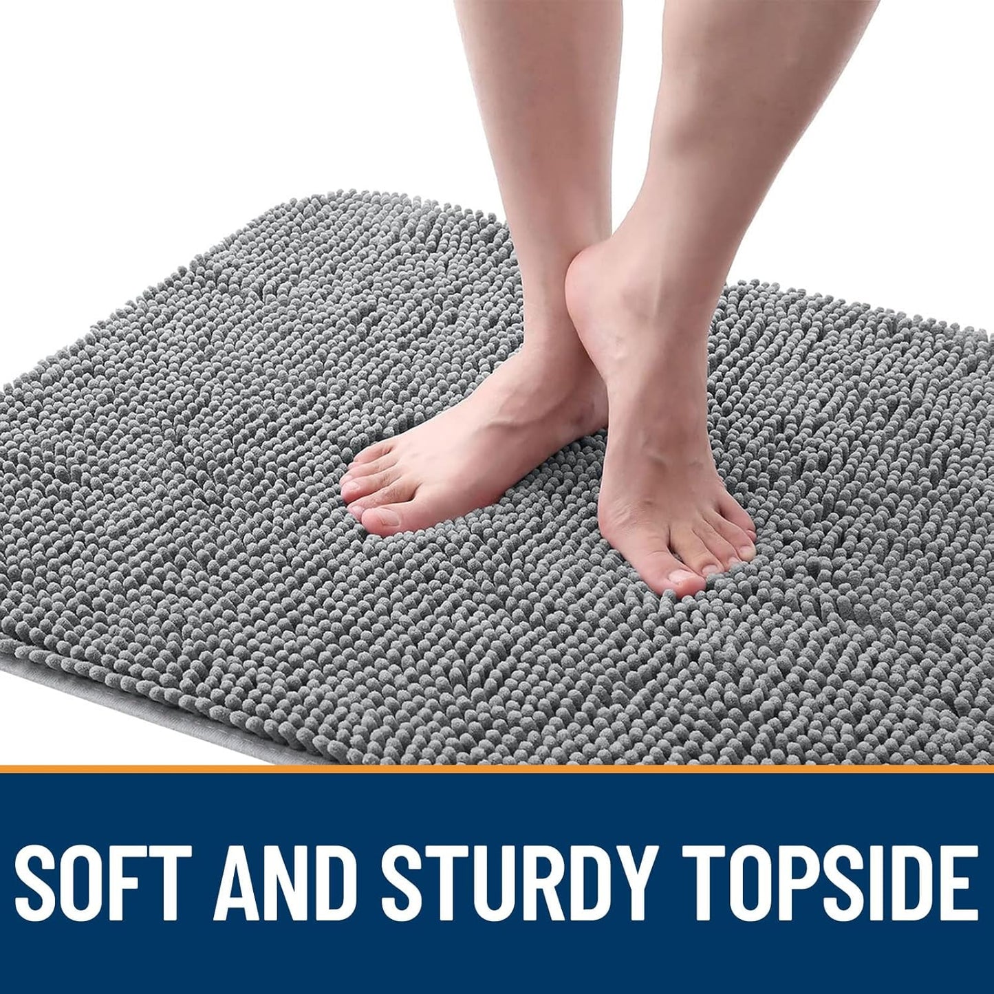 OLANLY Dog Door Mat - Absorbent Non-Slip Chenille Mat for Muddy Paws | 59x35 Inches, Grey
